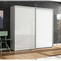 SKŘÍŇ  ALENA 7 150/215/62 BÍLÁ / BÍLÁ/LESKLÉ BÍLÉ DVEŘE AKCE