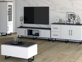 LUXUSNÍ OBÝVACÍ STĚNA ELEGANT 365 CM BÍLÁ/MRAMOR