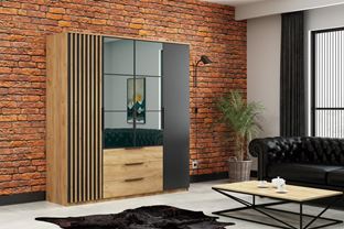 ŠATNÍ SKŘÍŇ SORENTO 200/215/61  craft zlatý černá