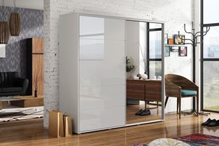 ŠATNÍ SKŘÍŇ ALENA 11 200/245/62 BÍLÁ/BÍLÝ LACOBEL +ZRCADLO