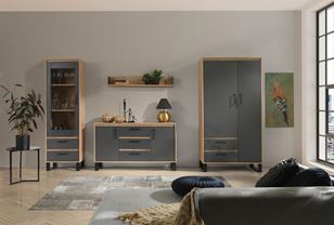 OBÝVACÍ STĚNA NEWADA SESTAVA 3 DUB ARTISAN/ANTRACIT 300 cm