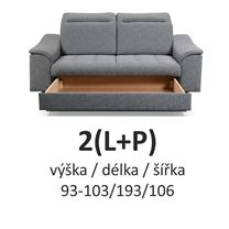 POHOVKA DVOJSED GENE 2(L+P) 193 CM S ÚLOŽNÝM PROSTOREM 
