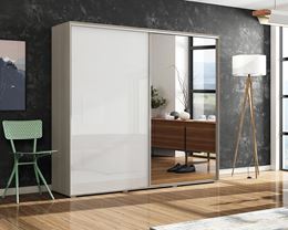Šatní skříň Alena 7 šíře 200,230 cm se zrcadlem,lesklé dveře