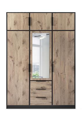 ŠATNÍ SKŘÍŇ LATI D3 149/245/58 se zrcadlem černá,dub viking hnědý