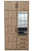Šatní skříň Kos D2 s nástavcem 100/245/57,5 se zrcadlem dub artisan