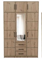 Šatní skříň Kos D3 s nástavcem 149/245/57,5 se zrcadlem dub artisan