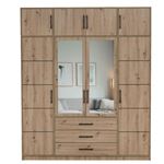 Šatní skříň Kos D4 s nástavcem 196/245/57,5 se zrcadlem dub artisan