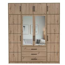 Šatní skříň Kos D4 s nástavcem 196/245/57,5 se zrcadlem dub artisan