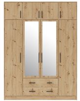 Šatní skříň Smart SRL1 200/230/56 se zrcadly dub artisan 