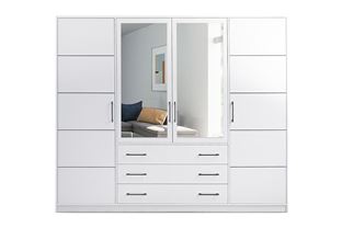 ŠATNÍ SKŘÍŇ BALI 4 240/200/57,5 SE ZRCADLEM BÍLÁ MAT