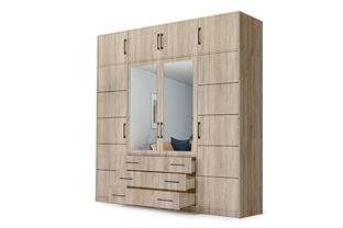Šatní skříň Bali D4 240/245/57,5 se zrcadlem dub sonoma s nástavcem 