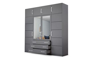 Šatní skříň Bali D4 240/245/57,5 se zrcadlem s nástavcem 