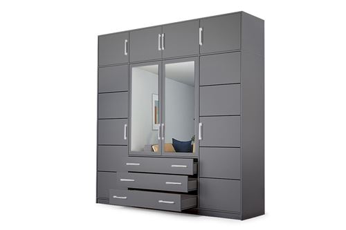 Šatní skříň Bali D4 240/245/57,5 se zrcadlem s nástavcem 