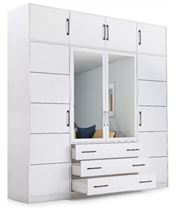 ŠATNÍ SKŘÍŇ BALI 4 240/245/57,5 SE ZRCADLEM BÍLÁ MAT s nástavcem 
