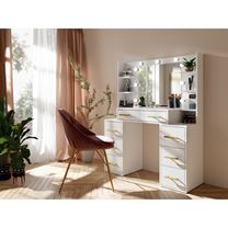 TOALETNÍ STOLEK BROADWAY S 8 ZÁSUVKAMI, VELKÝM ZRCADLEM 110 CM