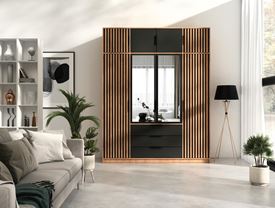 Šatní skříň Bali Lux D4 s nástavcem 196x245x58 se zrcadlem