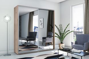 Šatní skříň Alena 1 125 cm se zrcadlem výběr výšky a barvy 