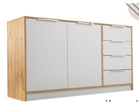 Komoda Latimo New 2D4S 138x81x41dub votan-bílá