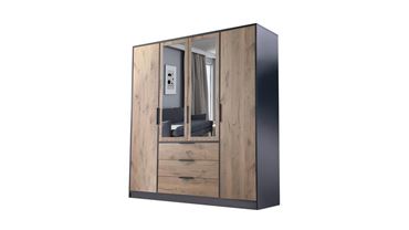 Šatní skříň Lati D4 196/200/58 se zrcadlem šedohnědá dub viking 