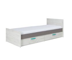 POSTEL REST R05 80x200 cm bílá craft šedá modré tyrkysové úchyty