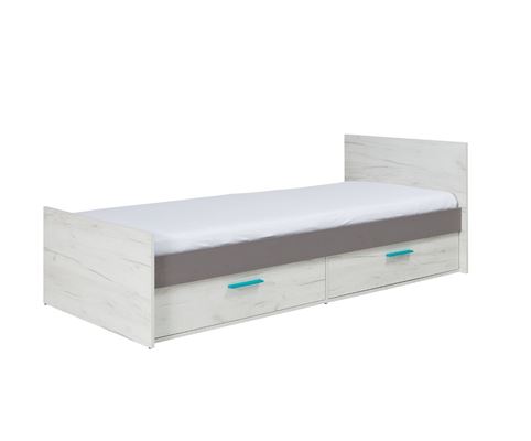 POSTEL REST R05 80x200 cm bílá craft šedá modré tyrkysové úchyty