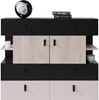 KOMODA PLANET PL8 110/90/40 černá/dub/béžová