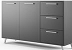 KOMODA BALI 135/86/41 CM 2D3Š vysoké nožičky grafit 